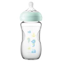 AVENT 新安怡 自然系列 SCF674/13 玻璃彩绘奶瓶 240ml 彩绘蓝色海马 1月+