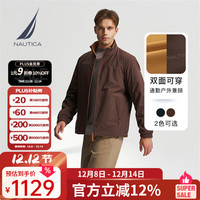 NAUTICA 男装秋冬防轻溅水双面穿立领厚外套棉服男JO4309 橡皮棕20M L