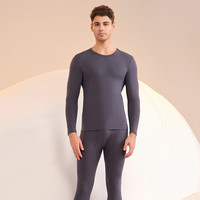 SCHIESSER 男士舒美棉3A抗菌圆领长袖长裤保暖秋衣秋裤套装E5/23918W 碳黑 M