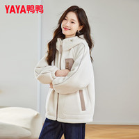 鸭鸭(YAYA)羽绒服女短款2024年冬季新款甜美百搭毛绒连帽鸭绒保暖外套ZX