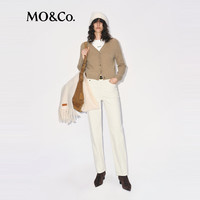 MO&Co.牛仔裤2025冬底部抓毛厚实白色中高腰窄筒裤锥形裤MBE4JEN003 牛仔白色 XL 29