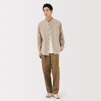 無印良品 MUJI 男式水洗牛津立领长袖衬衫男士衬衣男装