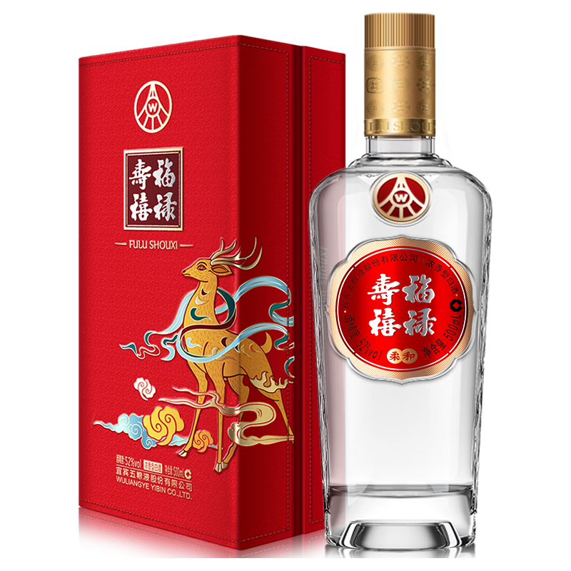 WULIANGYE 五粮液福禄寿禧系列柔和52%vol 浓香型白酒500ml 礼盒装