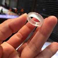 缘芭蒂（YuanBaDi）缅甸老坑翡翠玉戒指白冰戒圈高冰木那雪花棉指环玉石扳指 1.8cm