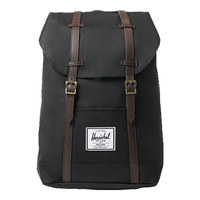 Herschel Retreat 赫行 大号双肩包 黑色/菊苣咖啡（侧边开拉链款）