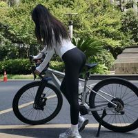 宝娜斯 高弹提臀骑行瑜伽裤 黑色-磨毛绒 约190克