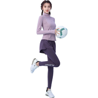 朵梵蓮跑步运动套装女2025长袖瑜伽服上衣专业房高弹训练服速干 紫色两件套[速干运动套装/ S