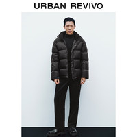 UR2025冬季男装户外休闲绗缝立领宽松羽绒服UMM150013 正黑 M