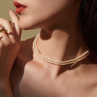 诗普琳淡水珍珠项链女款项链双层小米珠项链圣诞 珍珠3MM