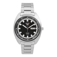 SEIKO 精工 5号系列 SRPB19J1 男士机械腕表 44mm 黑色 银色 不锈钢