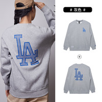 New Era纽亦华秋冬款MLB美式复古卫衣男女长袖套头衫印花 13338672-灰色LA-加绒款