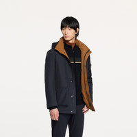 PLUS会员：劲霸男装 鹅绒纯色连帽休闲中长版茄克羽绒服|VRJE4180