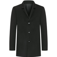 劲霸男装【100%绵羊毛】纯色商务翻领毛呢大衣男|BFWG3313 黑色