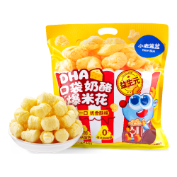 小鹿蓝蓝 0蔗糖高钙奶酪爆米花泡芙球8袋 宝宝零食儿童零食