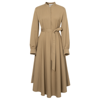 Meilleur moment MM麦檬春通勤圆领棕色收腰连衣裙女