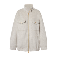 MO&Co. 双面呢外套2025冬含羊毛羊驼毛工装风金属拉链廓形MBE4COTT21 砂白色 XS /155