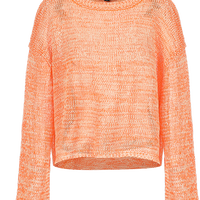 ZARA 【时尚潮流】女式镂空设计感拼色长袖圆领套头针织衫