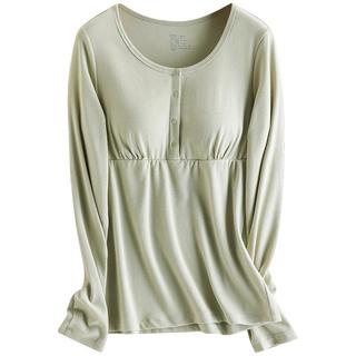 哺乳秋衣上衣保暖内衣打底衫秋冬款产后喂奶带胸垫月子服潮妈