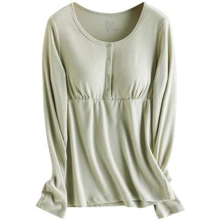 哺乳秋衣上衣保暖内衣打底衫秋冬款产后喂奶带胸垫月子服潮妈
