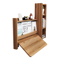 墨绩悬空壁挂式墙上折叠书桌电脑桌实木悬浮式床尾书柜一体床头学习桌 1056左-胡桃色【自安装】