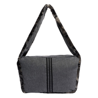 adidas蛇纹印花运动毛绒挎包男女阿迪达斯三叶草   黑色   NS(均码)