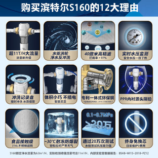 滨特尔前置过滤器家用反冲洗11T大流量净水器S260/S160