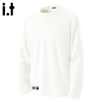 it长袖T恤男冬新款宽松加绒加厚华夫格保暖套头打底衫 白 2XL