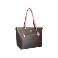 COACH 蔻驰 GALLERY系列 女士经典标志帆布托特包 F79609 IMP6B 深棕配玫红色 大号