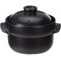 霜山万古烧土锅焖饭陶土锅耐高温双层盖家用蒸饭煲汤砂锅 【5-6人用】万古烧6合-黑 2.7L