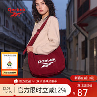 Reebok 极简风大容量HOBO流浪包瑜伽包饺子包单肩斜挎包男女同款 酒红色