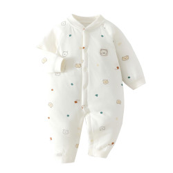 婧麒 新生婴幼儿衣服秋冬保暖夹棉连体衣小月龄宝宝无骨外出哈衣秋