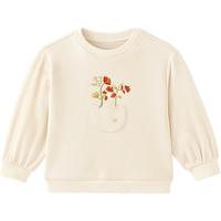 YeeHoO英氏童装上衣秋冬加绒保暖男童长袖卫衣2024T恤 浅梨黄 100CM