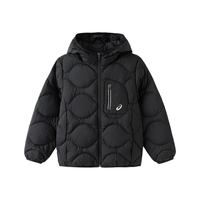 亚瑟士 童装25年冬季中大童短款三防羽绒服外套宽松轻量保暖 黑色 85%绒子 170 充绒103.6g
