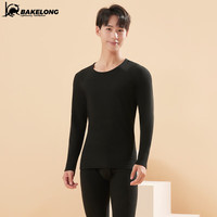 巴克龙（bakeLong）羊绒蚕丝保暖内衣套装女面加绒男士秋衣秋裤羊毛打底衫 男款-黑色 XL