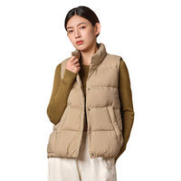 TANBOER 坦博尔 女士秋冬羽绒服短款女士马甲背心新标90鸭绒休闲保暖外套TD336006 奶茶棕 165/88A