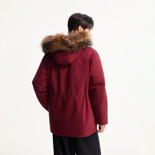 JACK&JONES 225412065 可拆卸毛领派克羽绒服 F15酒红色 L