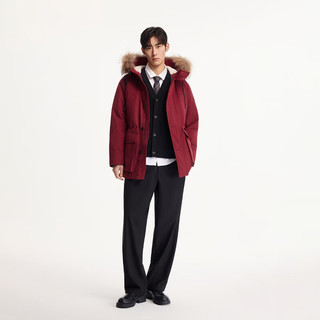 JACK&JONES 225412065 可拆卸毛领派克羽绒服 F15酒红色 L