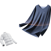 猫人（MiiOW）女士保暖内衣女秋冬羊毛蚕丝透气润肤圆领无痕秋衣秋裤套装 钢蓝-男款 （羊绒蚕丝） XL （120-150斤）