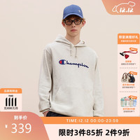 Champion 冠军连帽卫衣男草写logo印花美式复古潮牌女 米白色 M