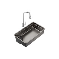 摩恩（MOEN）厨房水槽大单槽枪灰色纳米套装不锈钢洗菜盆洗碗槽SKW00101AB套装
