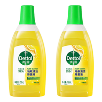 Dettol 滴露 地板清洁剂 地砖木地板清洁剂片液滴露地板消毒液 柠檬清香750ml*2瓶