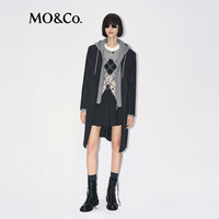 MO&Co.毛呢大衣假两件2025冬绵羊毛双面呢外套可拆帽襟MBE4OVC025 深花灰色 M /165