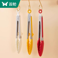 双枪双枪夹子厨房烧烤夹食品夹子硅胶夹子防烫夹面包煎牛排夹烤肉夹子 白色食品夹【带支脚 食品级硅胶】