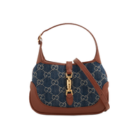 GUCCI 古驰 Jackie 1961系列 女士手提包 637092 2KQGG 8375 深蓝色/象牙白色 迷你