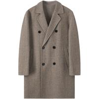 高级双面呢外套男士羊毛呢子中长款妮子风衣秋冬季双排扣大衣男