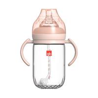 gb 好孩子 铂金系列 B80490 玻璃奶瓶 双柄款 260ml 藕粉 0月+