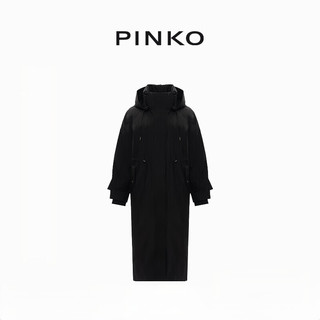 PINKO【圣诞】女士黑色连帽抗寒保暖时尚日常长款羽绒服外套 黑色 S