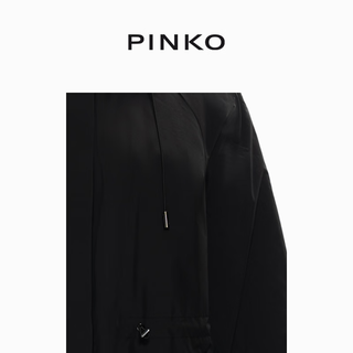 PINKO【圣诞】女士黑色连帽抗寒保暖时尚日常长款羽绒服外套 黑色 S