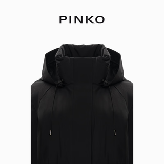 PINKO【圣诞】女士黑色连帽抗寒保暖时尚日常长款羽绒服外套 黑色 S