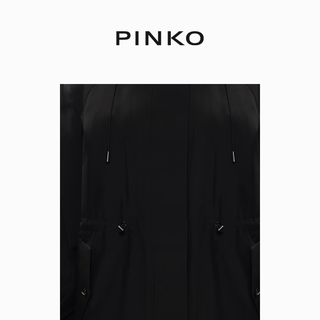 PINKO【圣诞】女士黑色连帽抗寒保暖时尚日常长款羽绒服外套 黑色 S